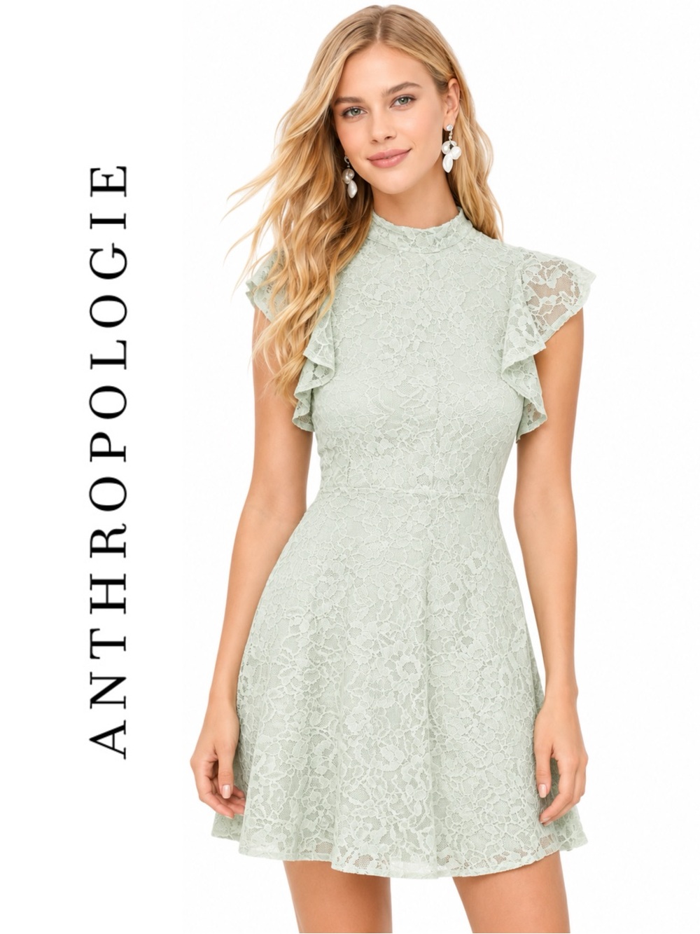 Anthropologie Maeve Sleeveless Mock-Neck Mini Dress